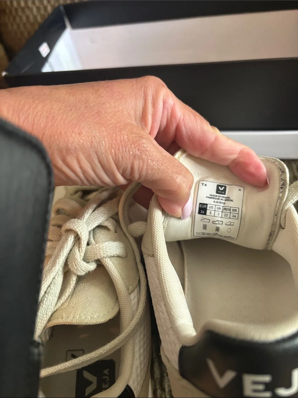 Veja Women's Cream and Black Retro Runner Sneakers - Picture 5 of 5